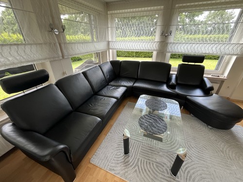 Leder ecksofa schwarz 294 - ecksofa,