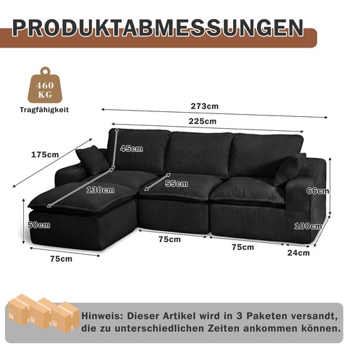 Modulares sofa 273 breit - sofa,