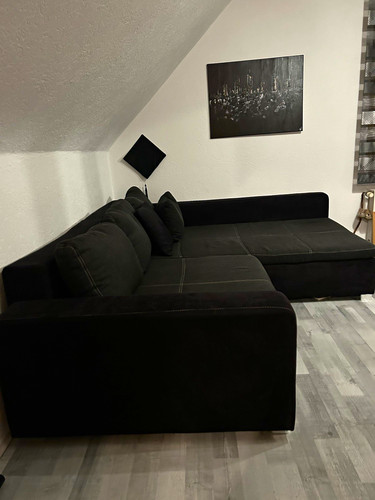 Schwarzes stoff ecksofa mit - schwarzes, stoff-ecksofa