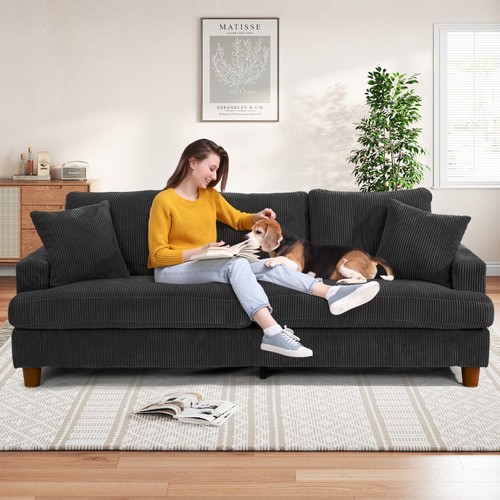 220cm sofa bequemes cord - 220cm, cord-sofa