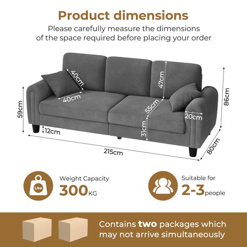 215cm sitzer sofa gästesofa - 3,